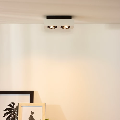 Lucide XIRAX - Spot plafond - LED Dim to warm - GU10 - 2x5W 2200K/3000K - Blanc - ambiance 1